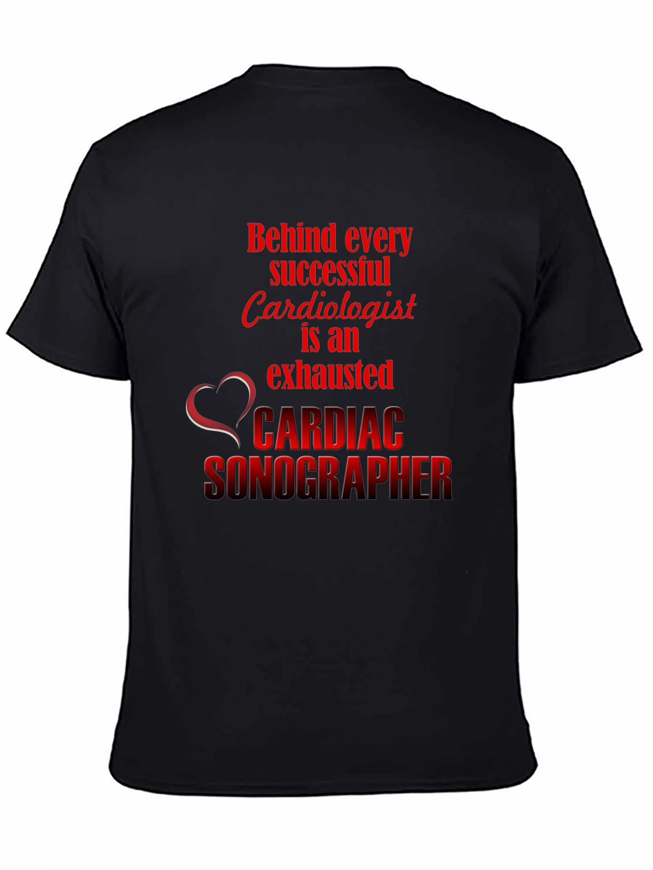 Black Cardiac Sonographer T-Shirt - Medical Professional Apparel view 4