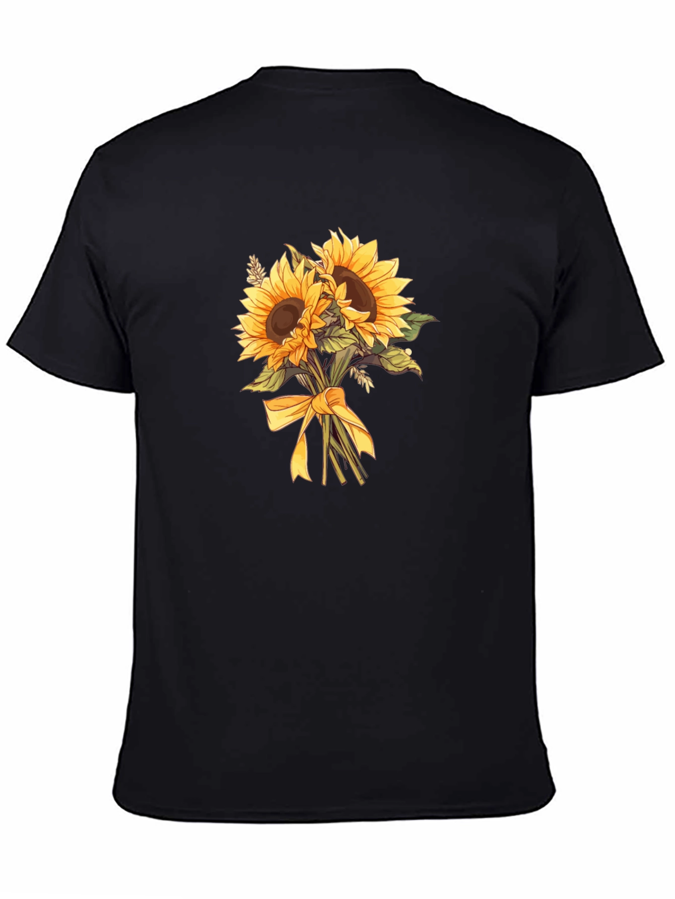 Black Sunflower Bouquet Graphic Tee - Black Cotton Blend view 4