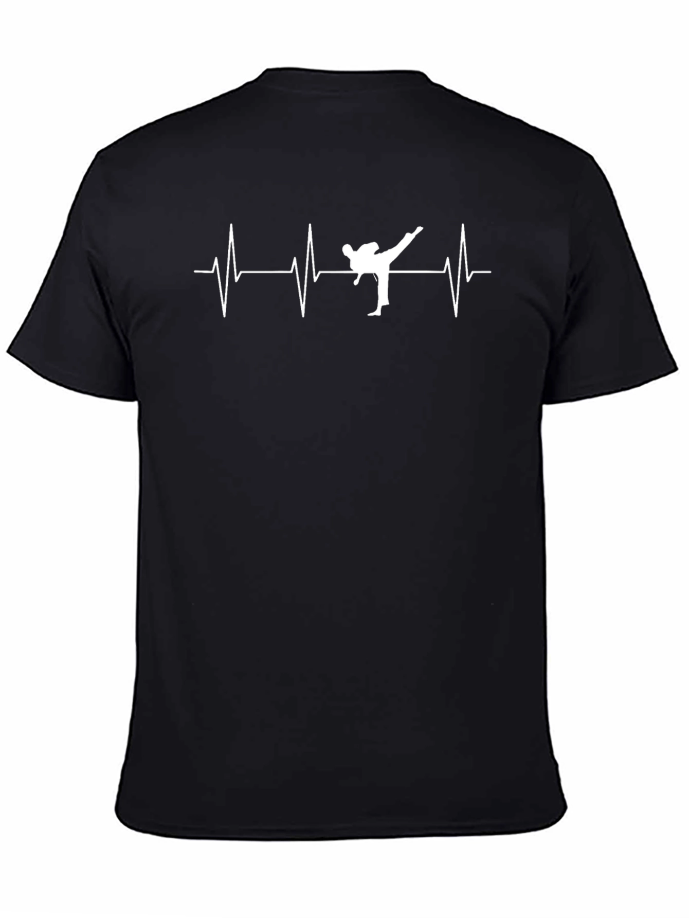 Black Karate Heartbeat T-Shirt - Martial Arts Pulse Tee view 4
