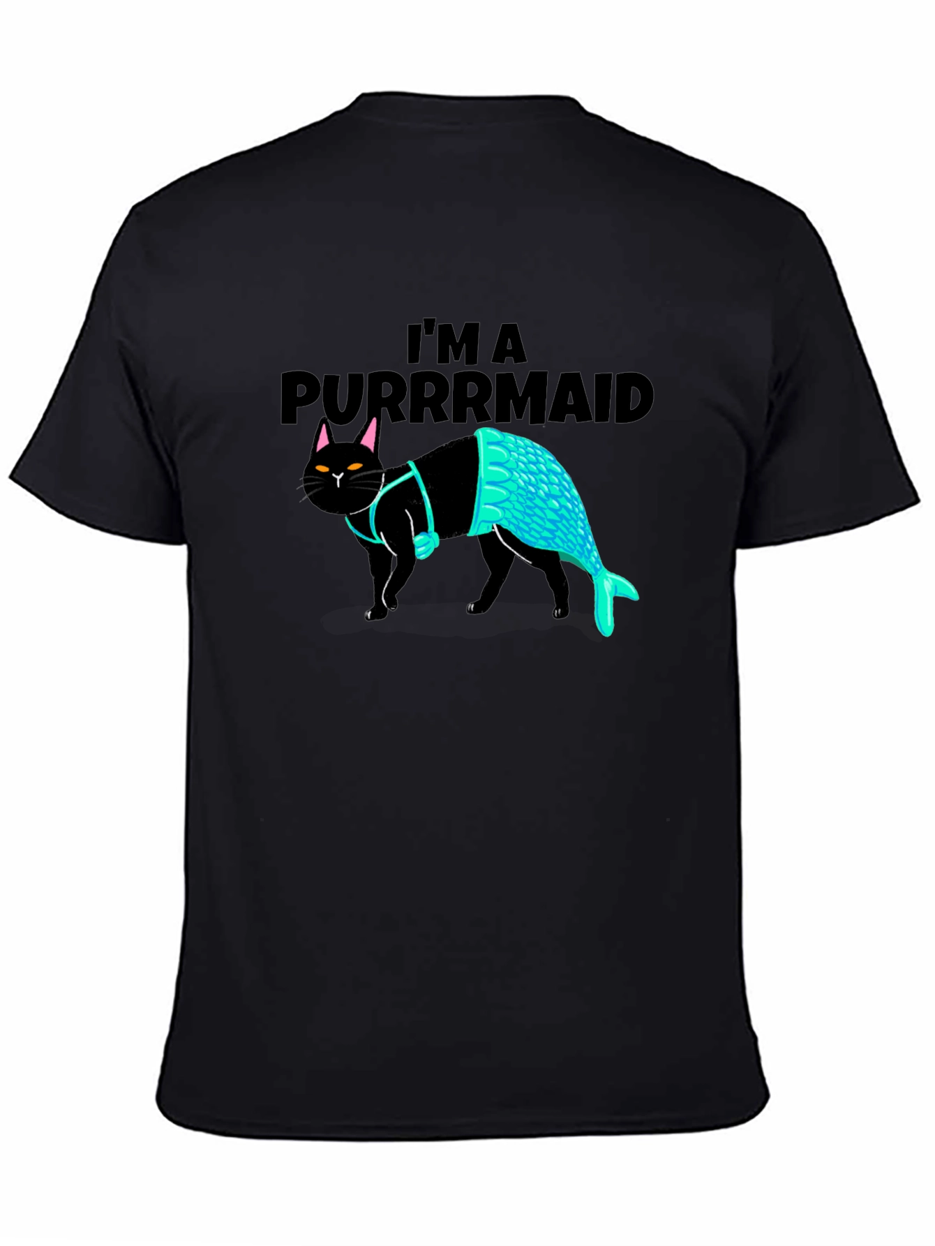 Black Purrmaid T-Shirt: Cat Mermaid Graphic Tee view 4