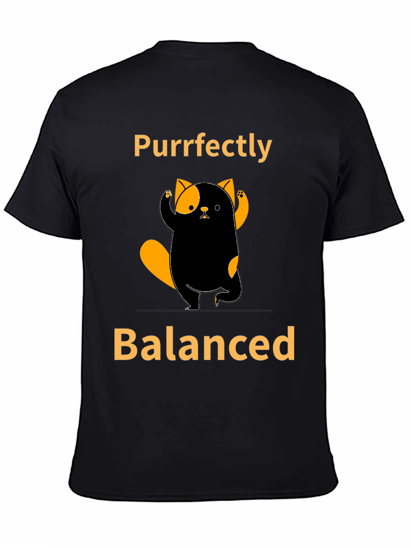 Black Purrfectly Balanced Cat T-Shirt view 4