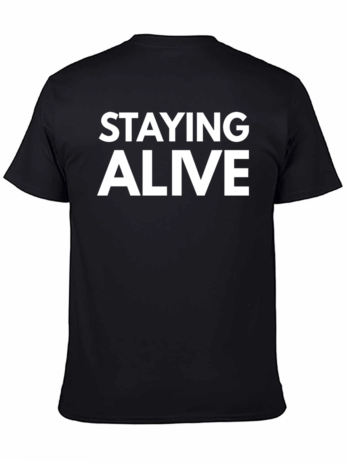 Black Staying Alive Graphic Tee - Black Cotton T-Shirt view 4