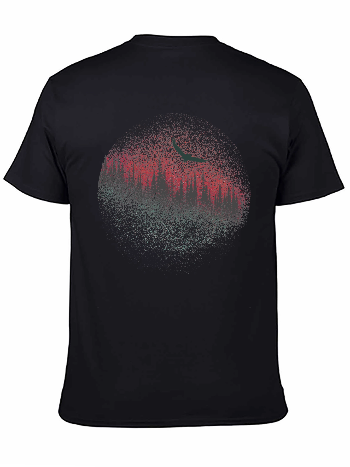 Black Nature Scene Graphic Tee - Black Cotton Blend view 4