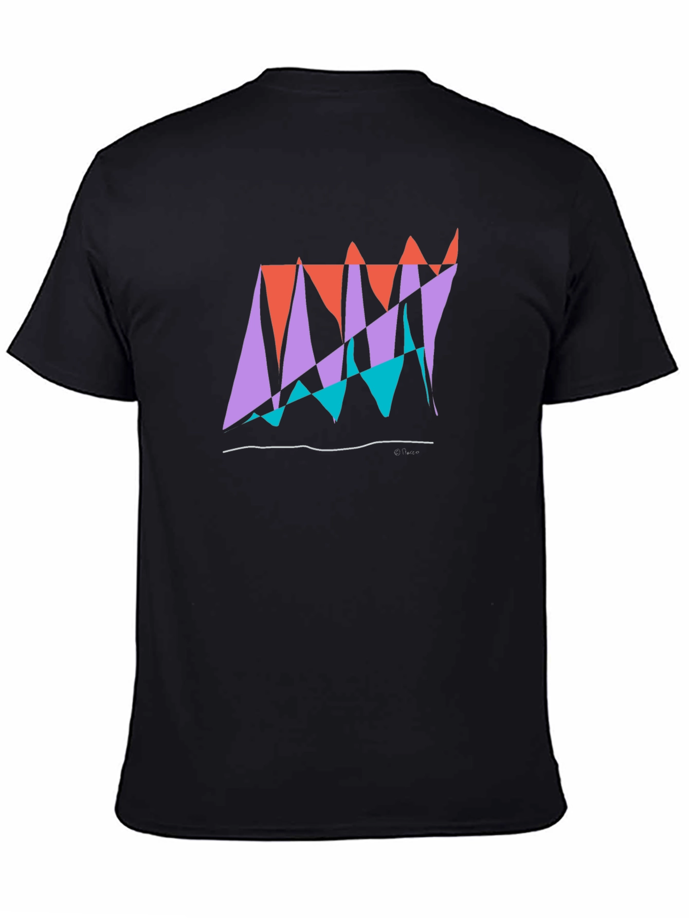 Black Abstract Graphic Tee - Modern Art Inspired Black T-Shirt view 4