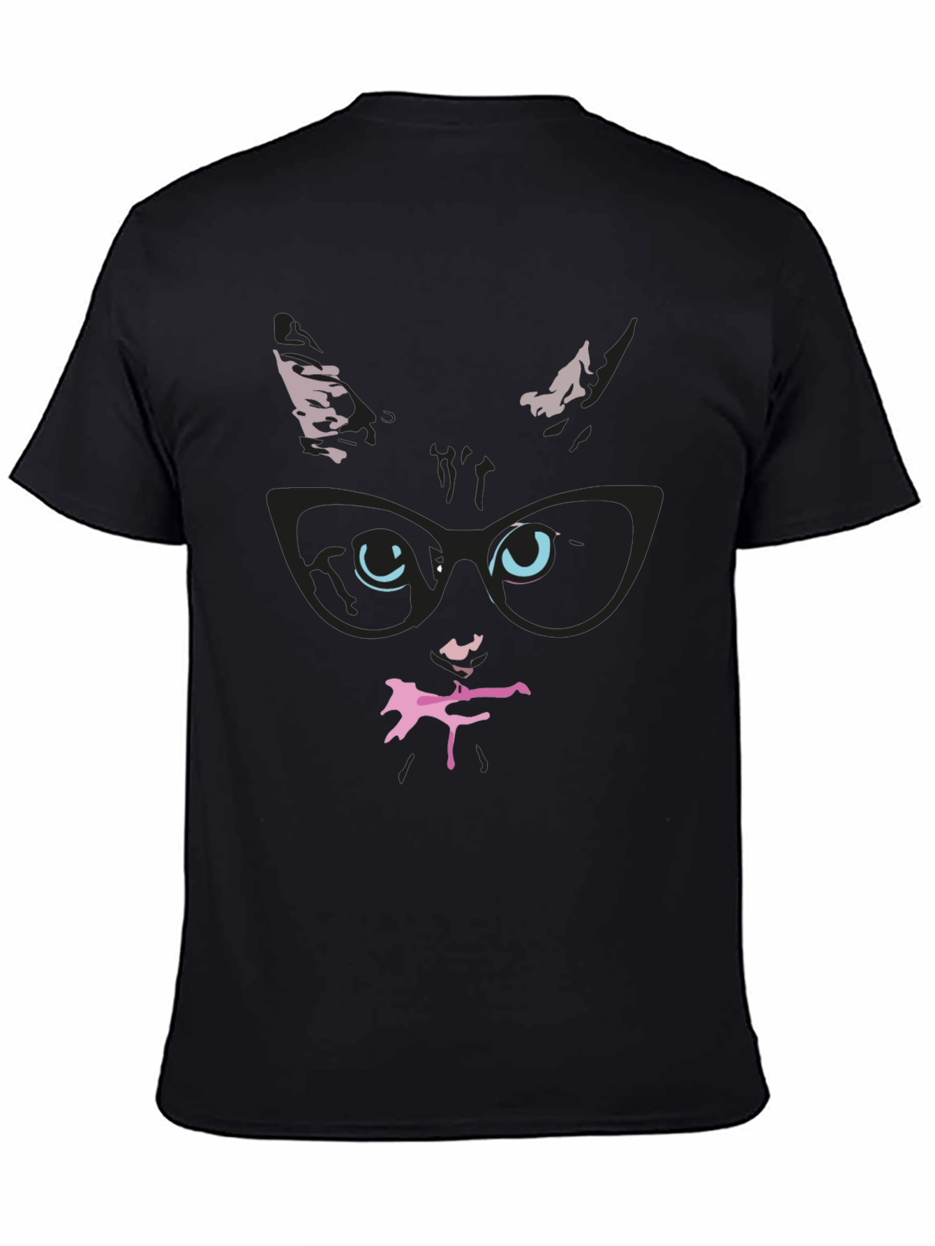 Black Cool Cat in Glasses T-Shirt view 4