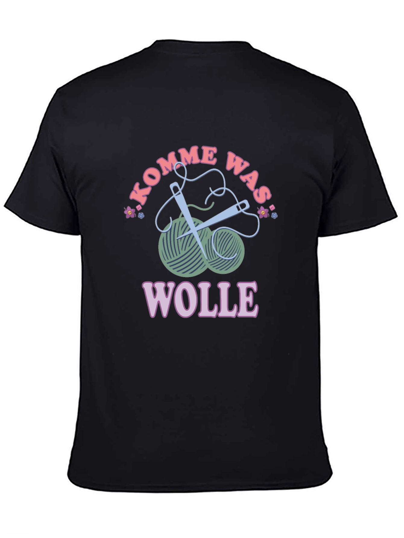 Black Kommen Was Wolle T-Shirt - Knitting Love view 4