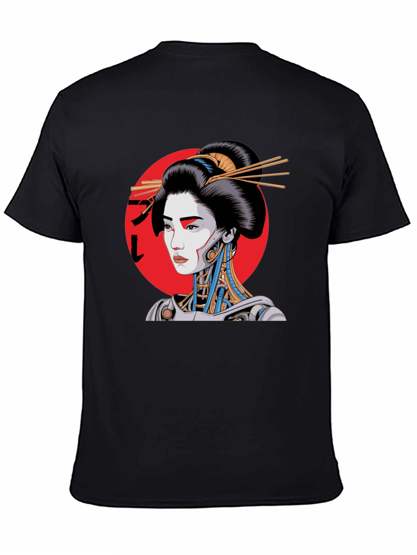 Black Cyberpunk Geisha Graphic Tee - Black view 4