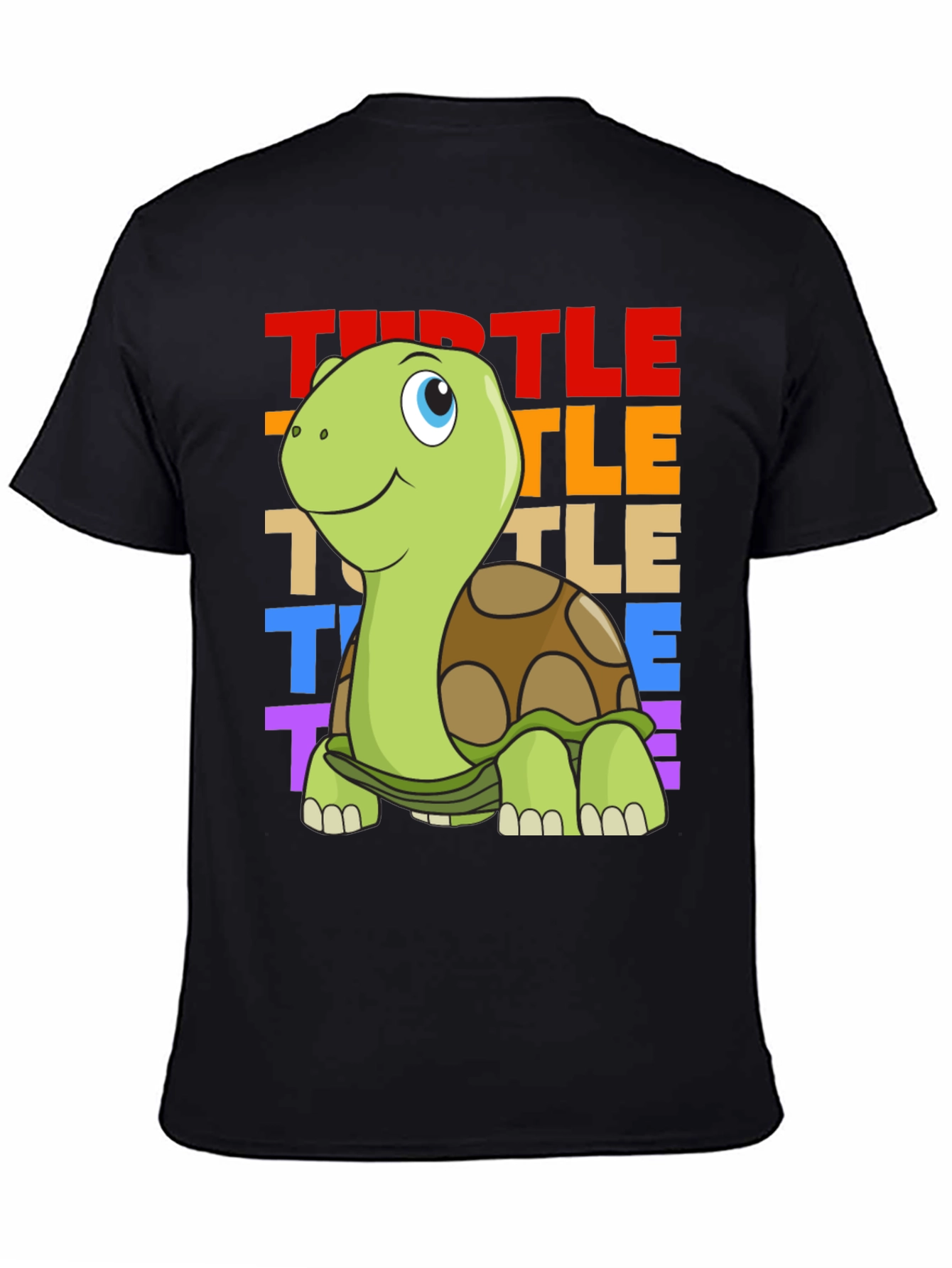 Black Cartoon Turtle Graphic Tee - Unisex Black T-Shirt view 4
