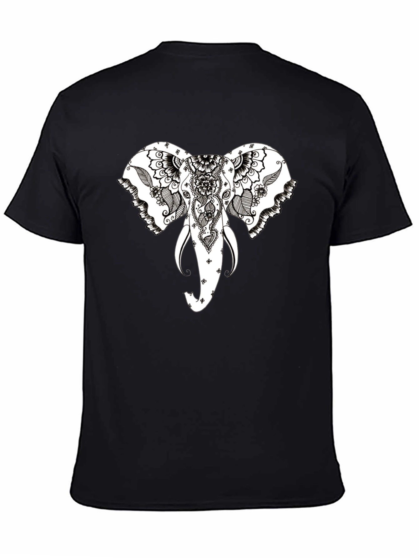 Black Elephant Head Graphic Black T-Shirt view 4