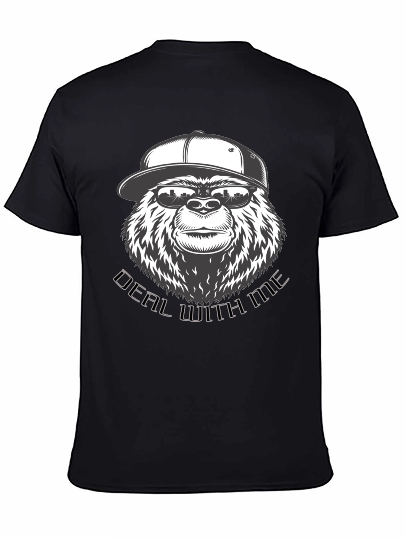 Black Cool Gorilla Deal With Me Black Graphic T-Shirt view 4