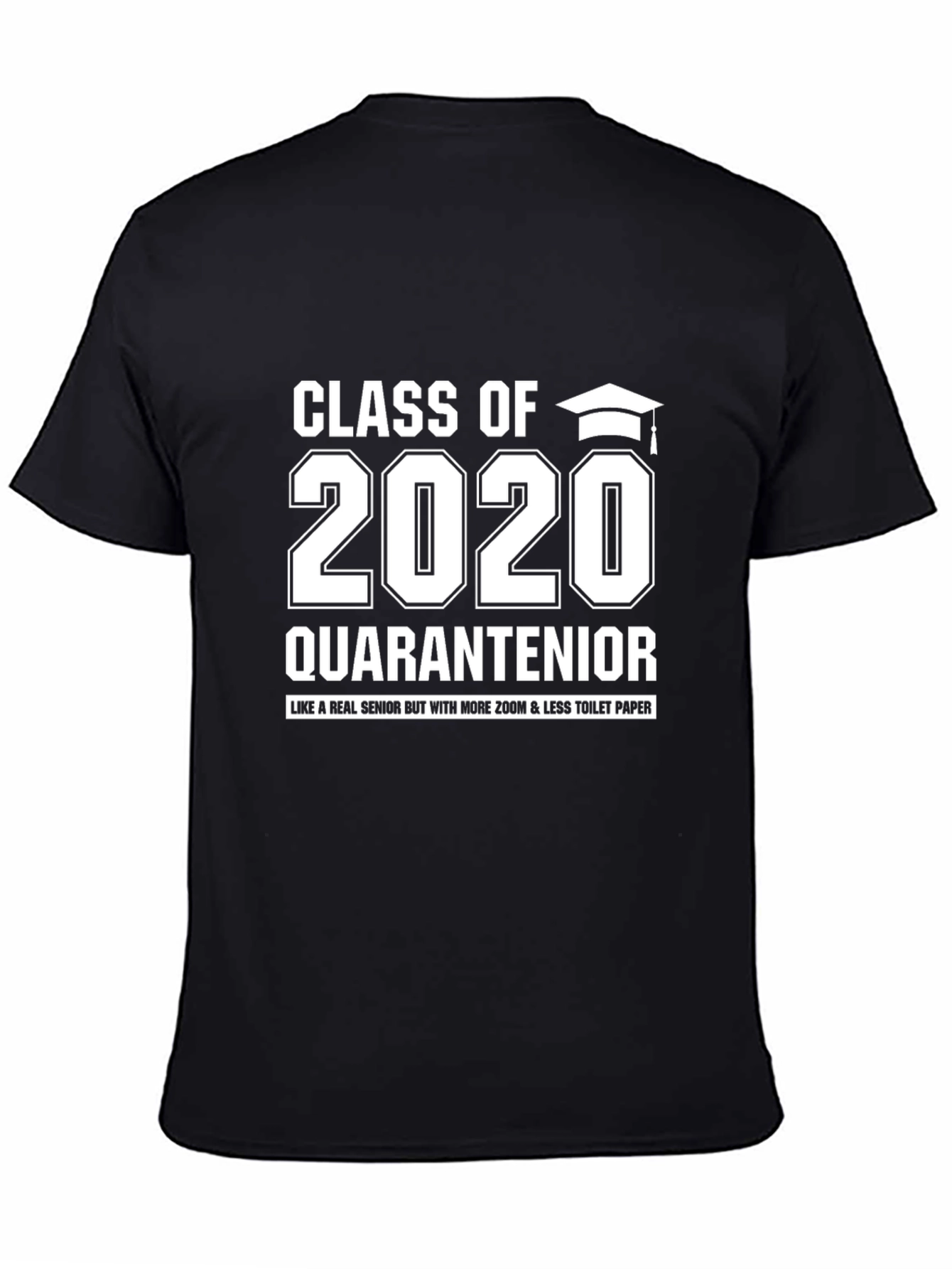 Black Class of 2020 Quarantenior Graduation T-Shirt view 4