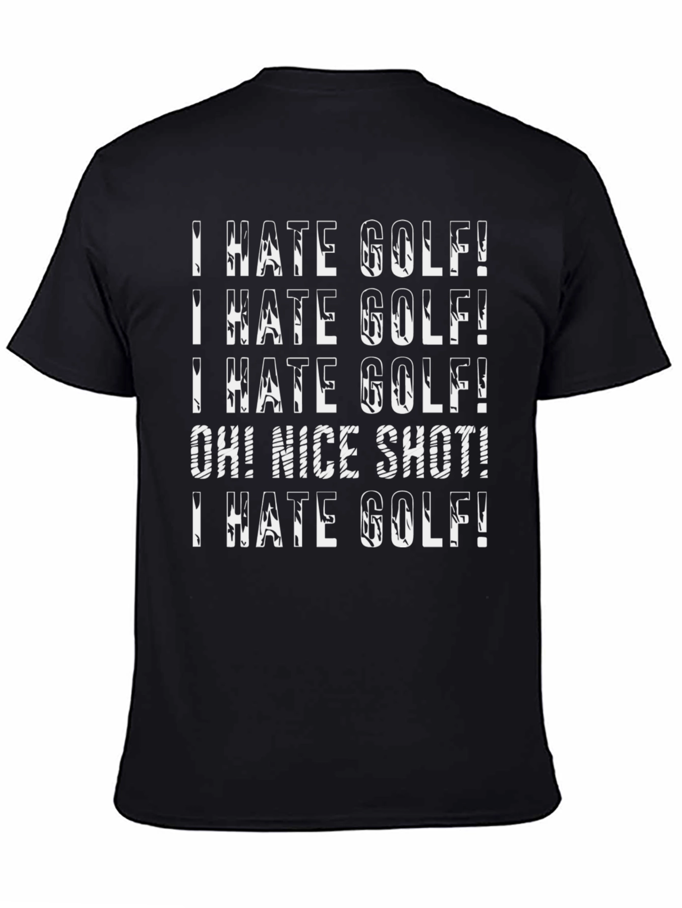 Black I Hate Golf! Funny Graphic T-Shirt view 4