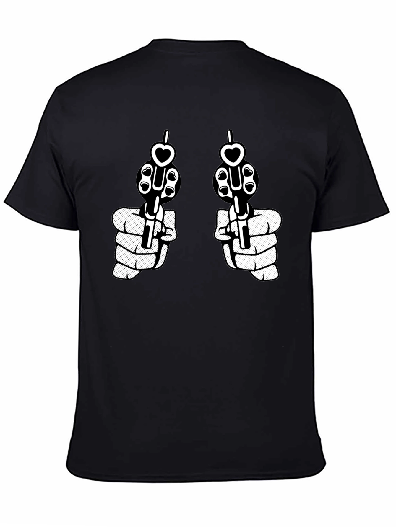 Black Guns and Hearts Graphic Tee - Black view 4