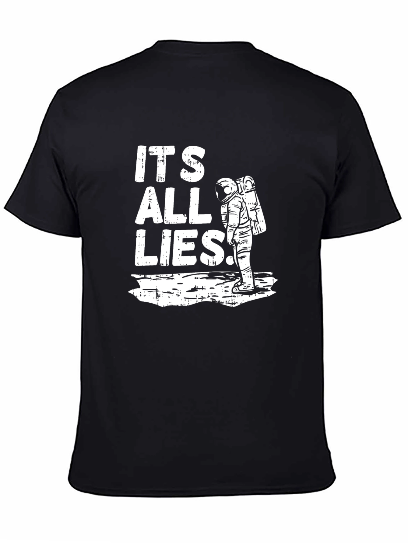 Black It's All Lies Astronaut Graphic Tee view 4