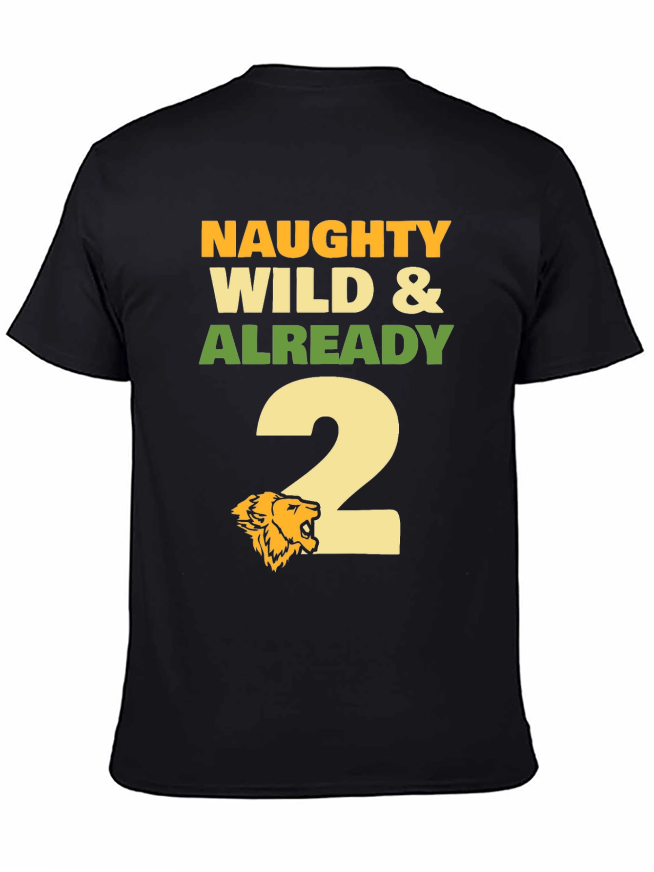Black Naughty Wild & Already 2nd Birthday T-Shirt view 4