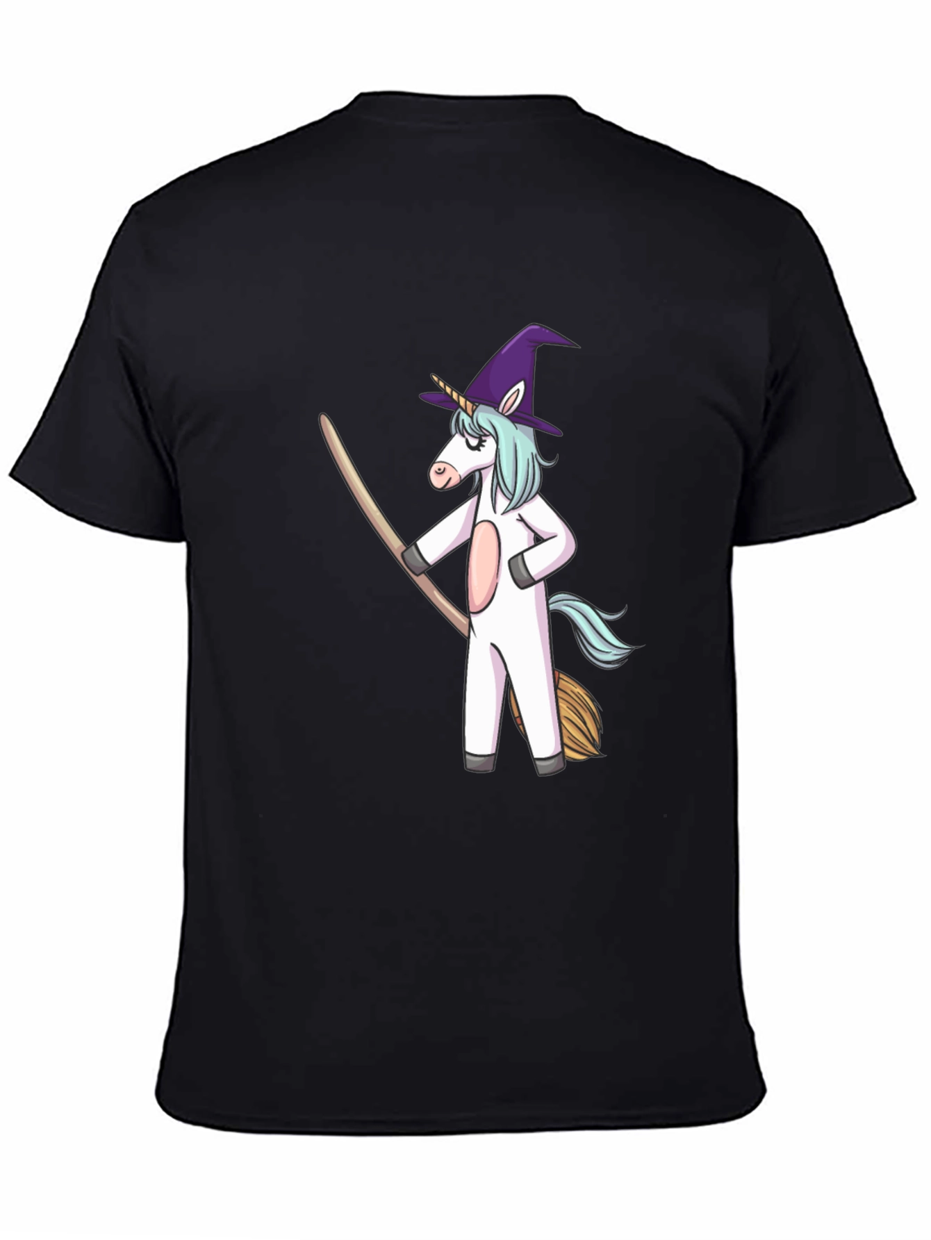 Black Unicorn Witch T-Shirt - Halloween Costume Tee view 4