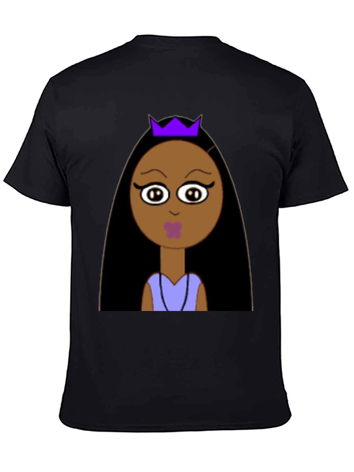 Black Cartoon Princess Graphic Tee - Unisex Black T-Shirt view 4