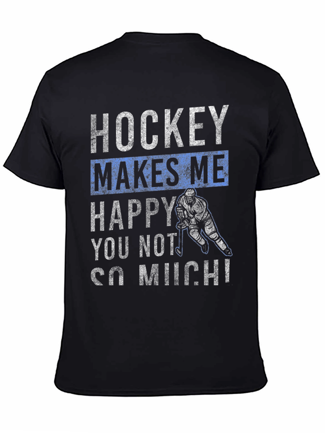 Black Hockey Makes Me Happy T-Shirt view 4