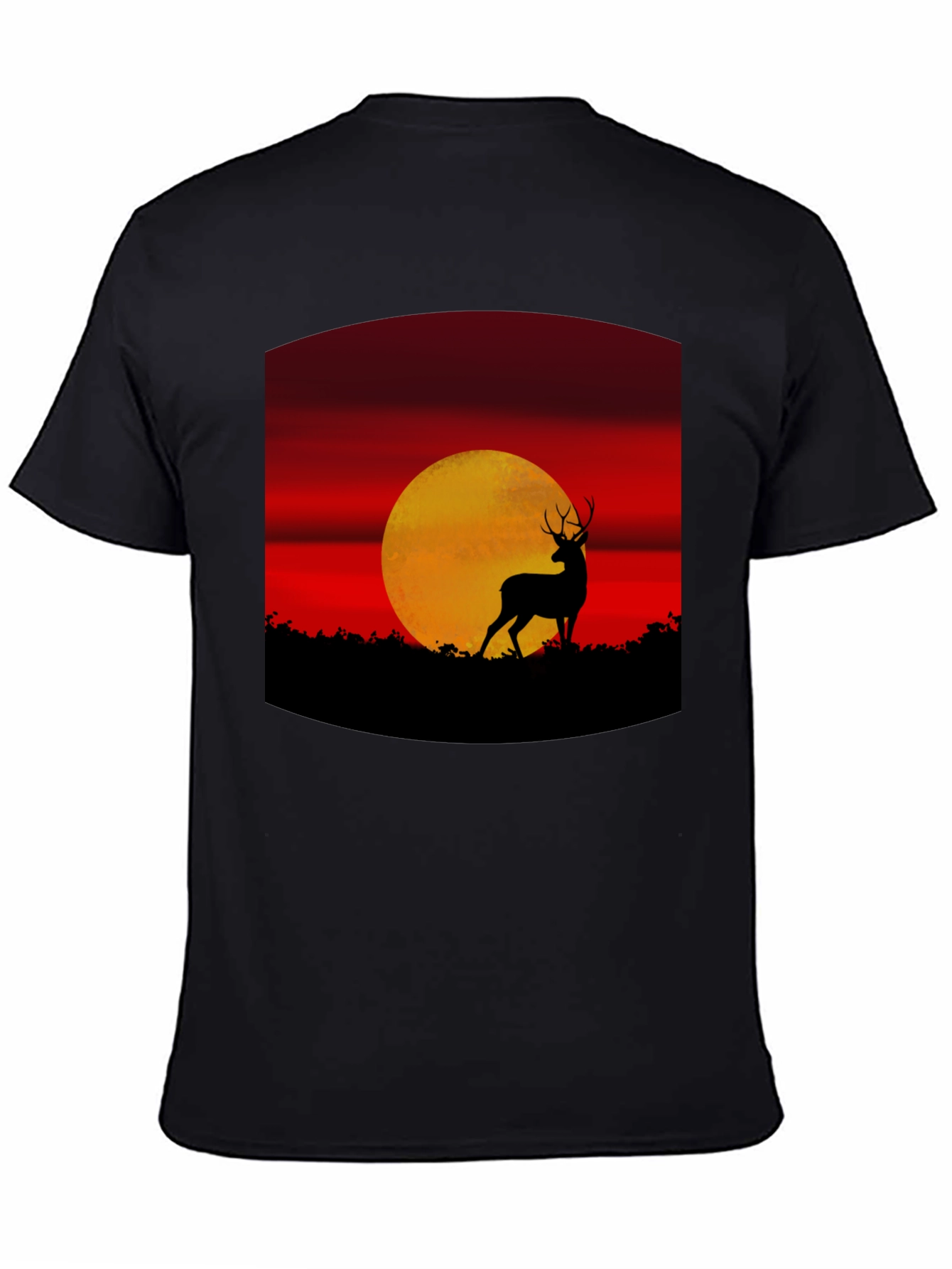 Black Deer Sunset Graphic Tee - Nature Inspired T-Shirt view 4