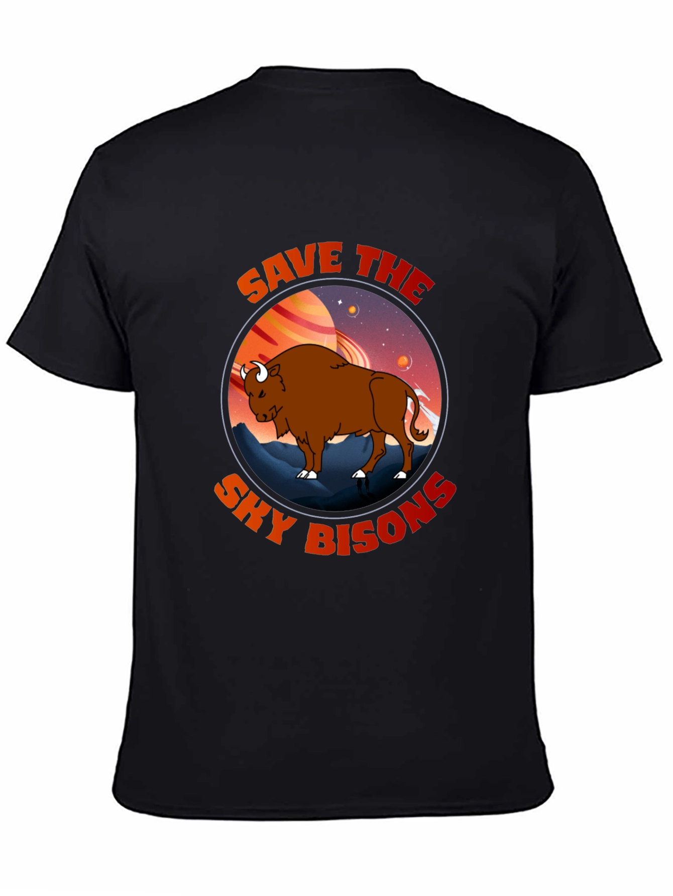 Black Save The Sky Bisons Graphic T-Shirt view 4