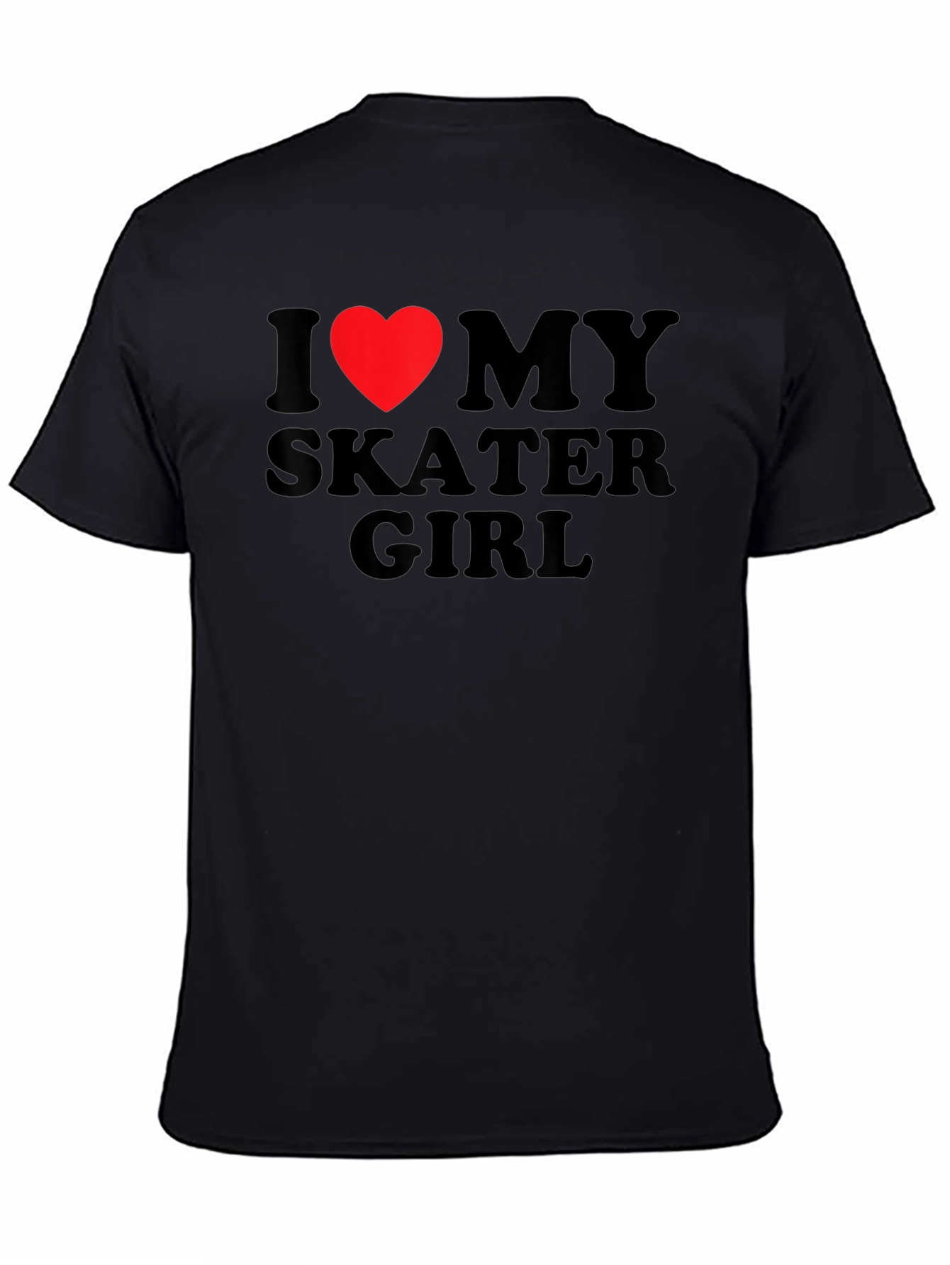 Black I Heart My Skater Girl T-Shirt - Black Cotton Tee view 4