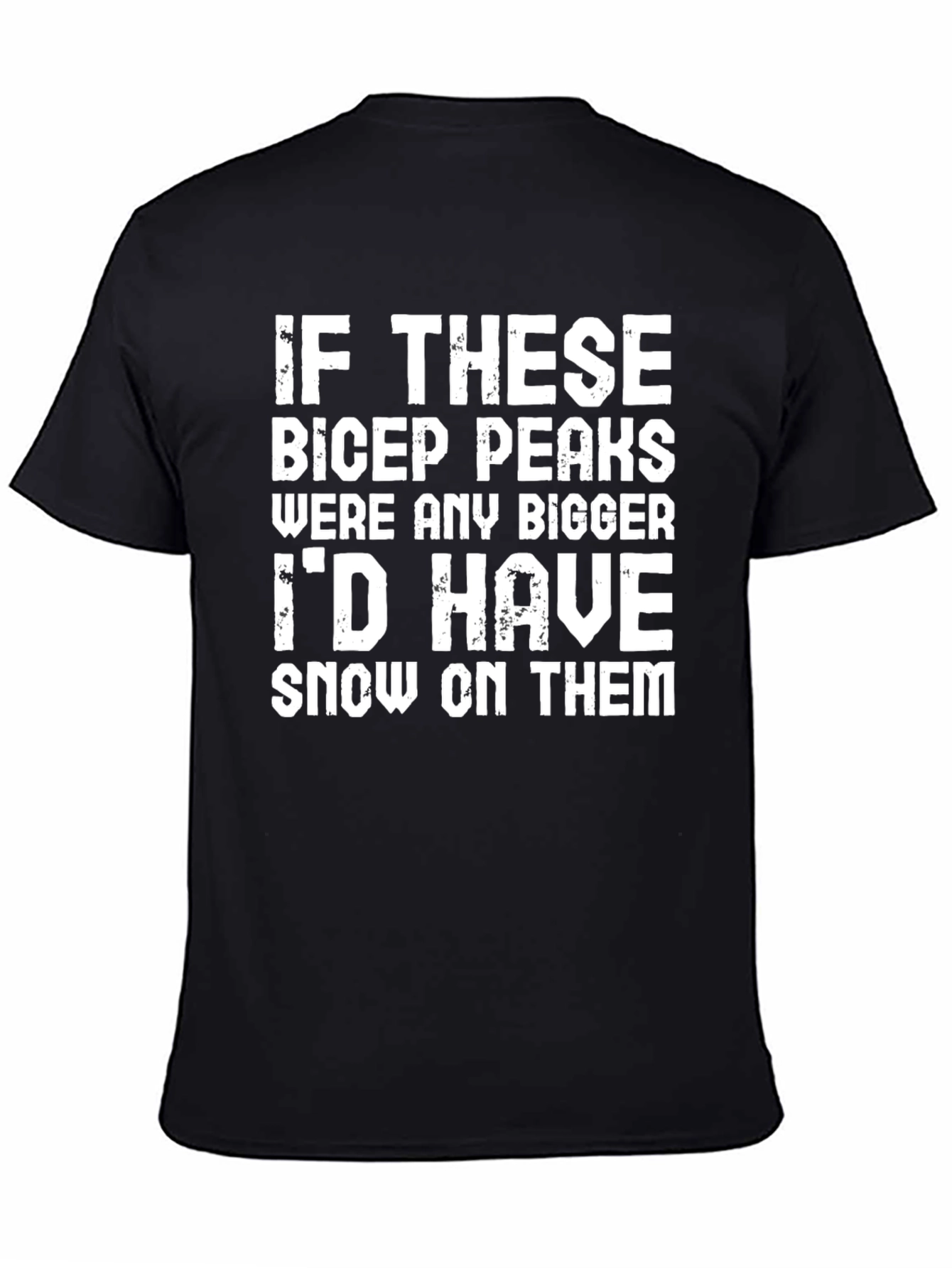 Black Bicep Peaks Humor T-Shirt view 4