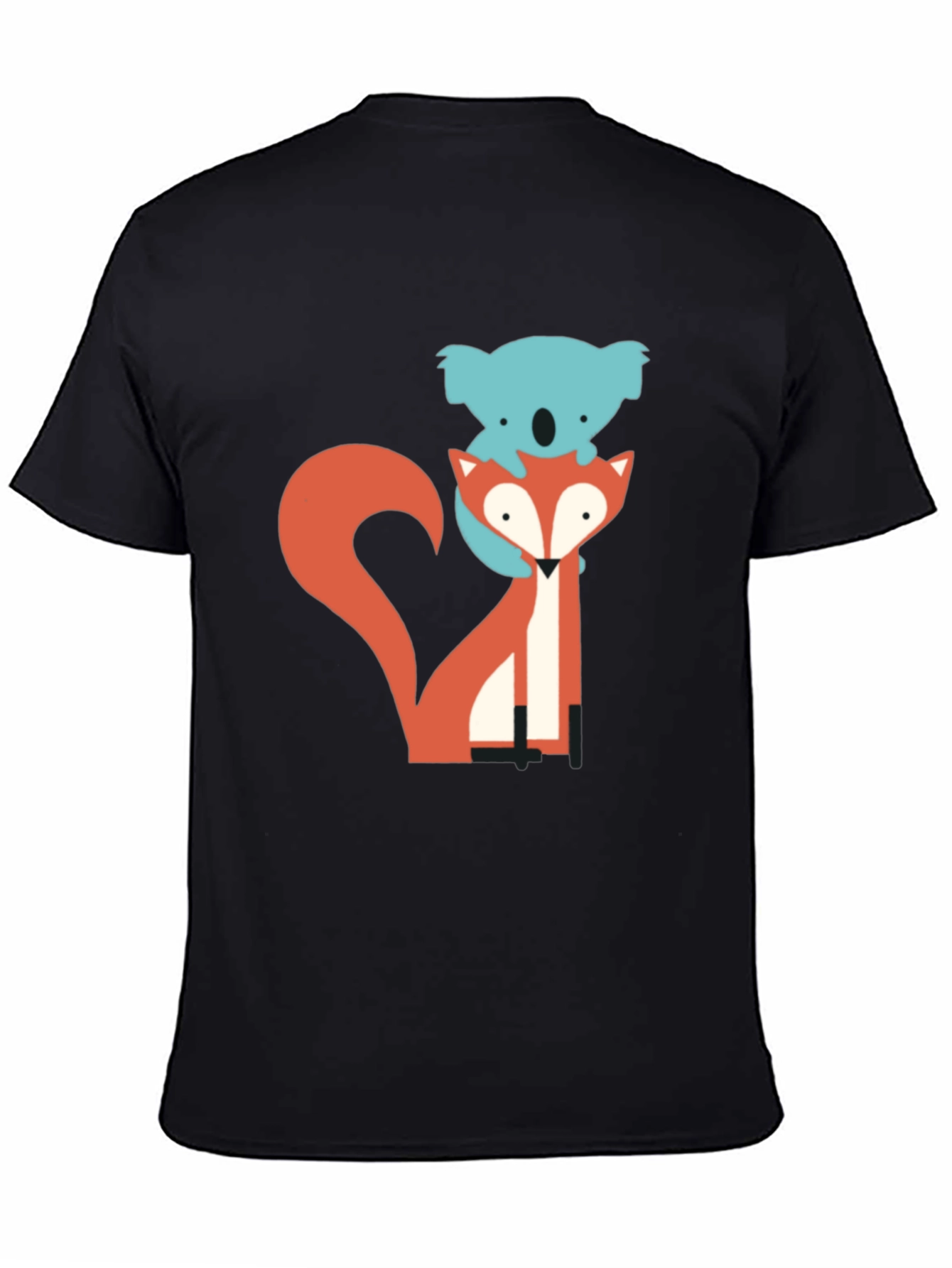 Black Koala Riding Fox Graphic Tee - Black Cotton T-Shirt view 4