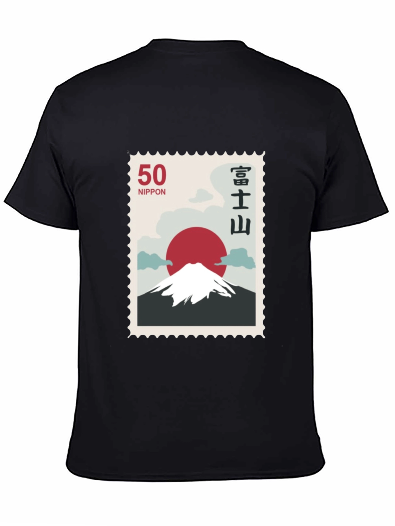 Black Japanese Mount Fuji Stamp T-Shirt view 4