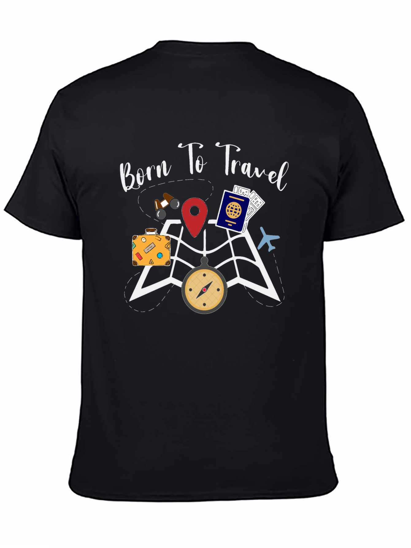 Black Born To Travel T-Shirt - Adventure Awaits! view 4