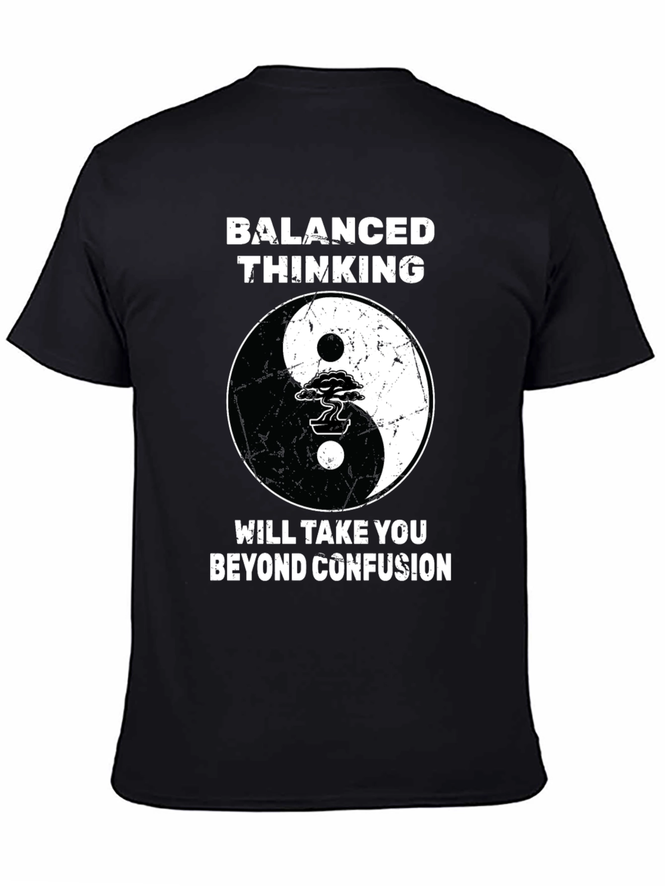 Black Balanced Thinking Yin Yang T-Shirt view 4