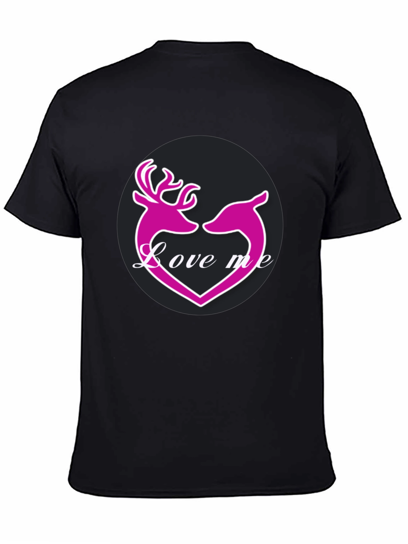 Black Love Me Deer Heart Graphic T-Shirt view 4