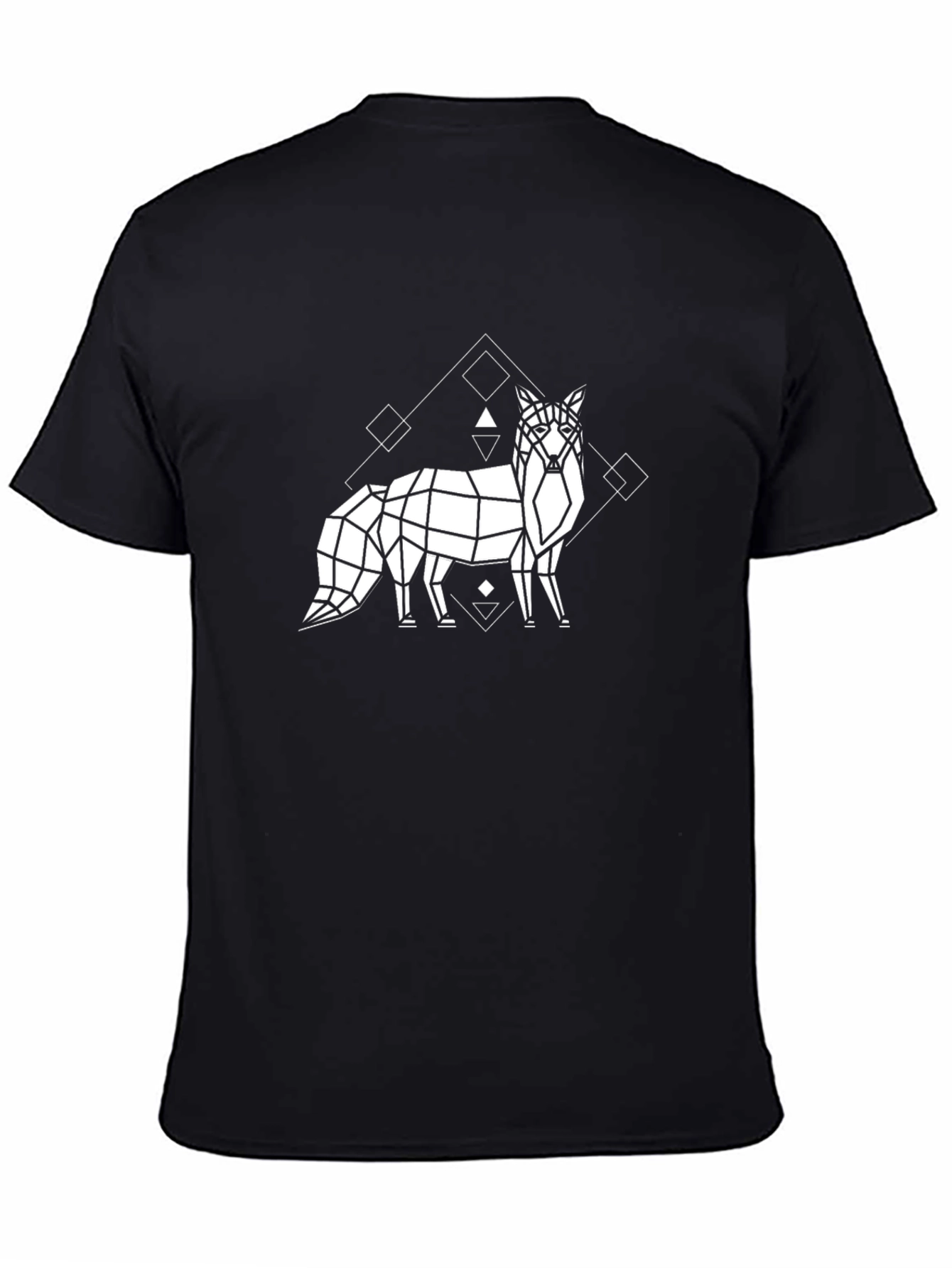 Black Geometric Fox Graphic Tee - Black view 4