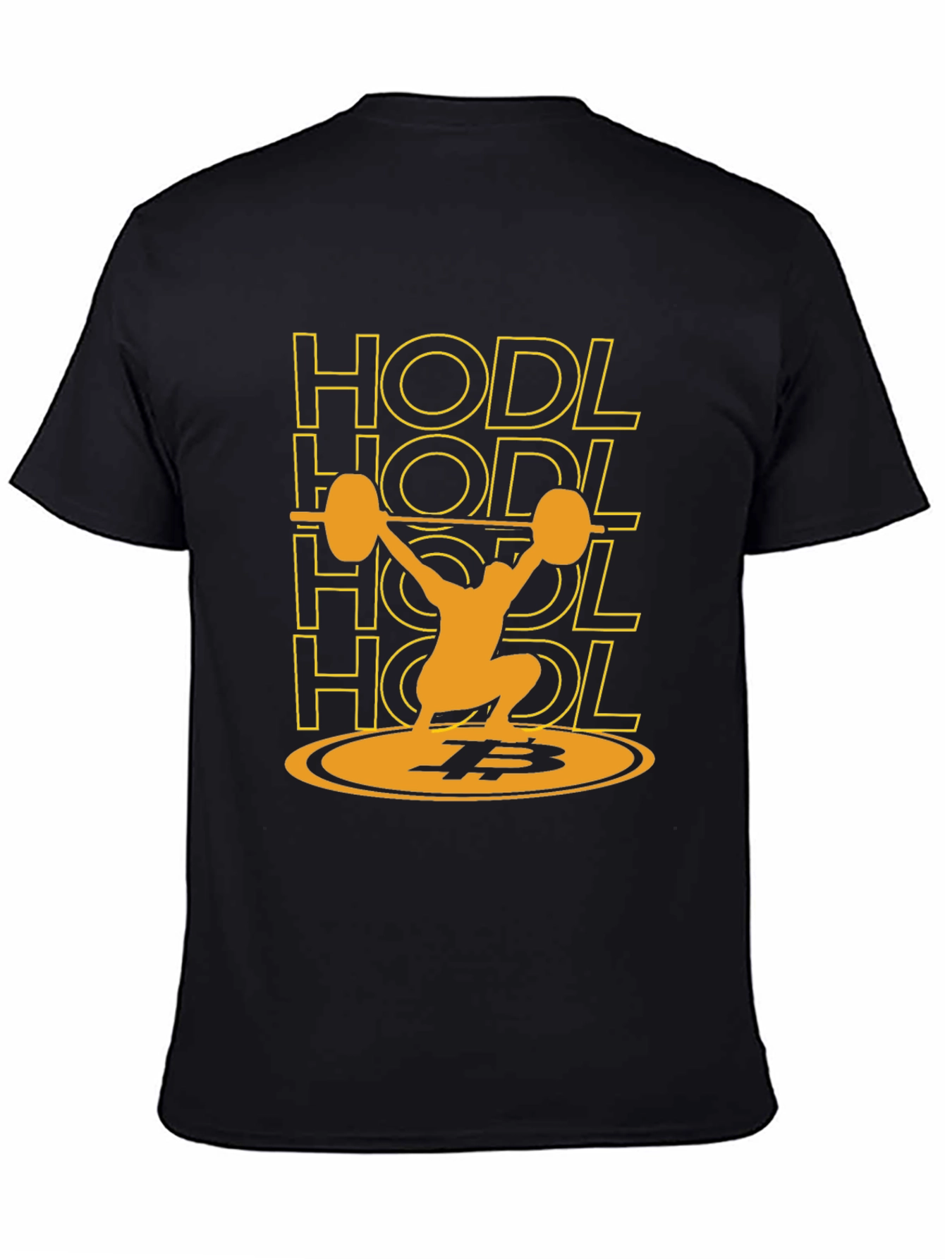 Black HODL Bitcoin Weightlifting Black T-Shirt view 4