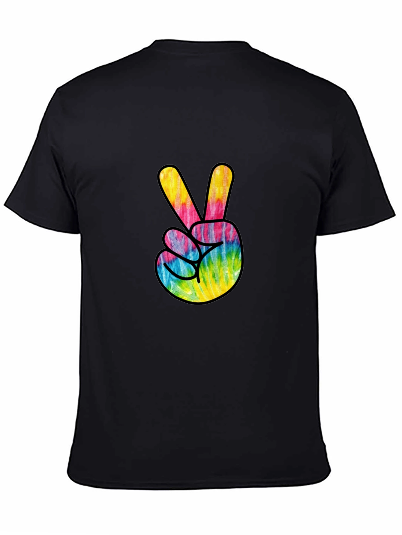 Black Tie Dye Peace Sign Graphic Tee - Casual Comfort view 4