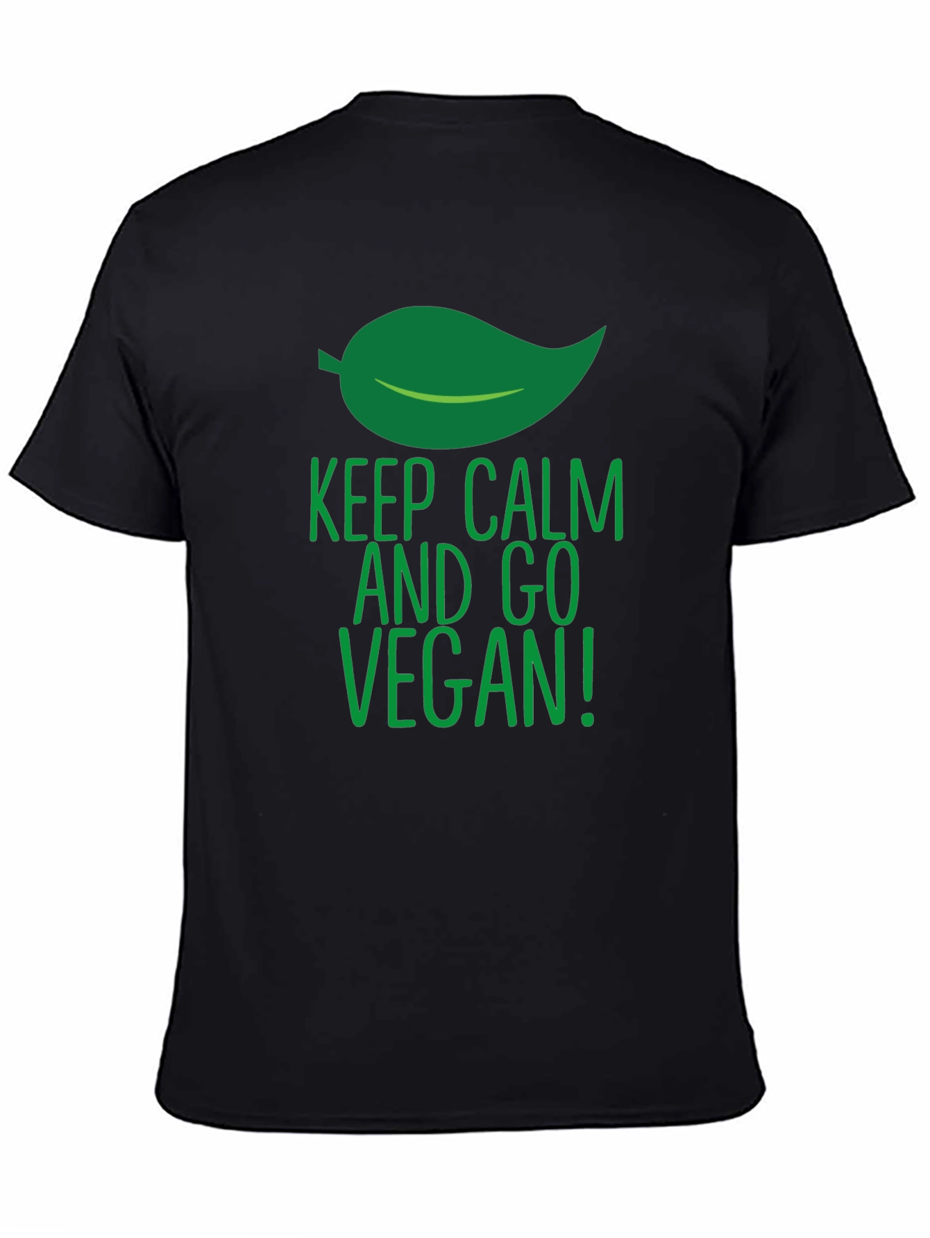 Black Keep Calm and Go Vegan T-Shirt - Black, Short Sleeve view 4
