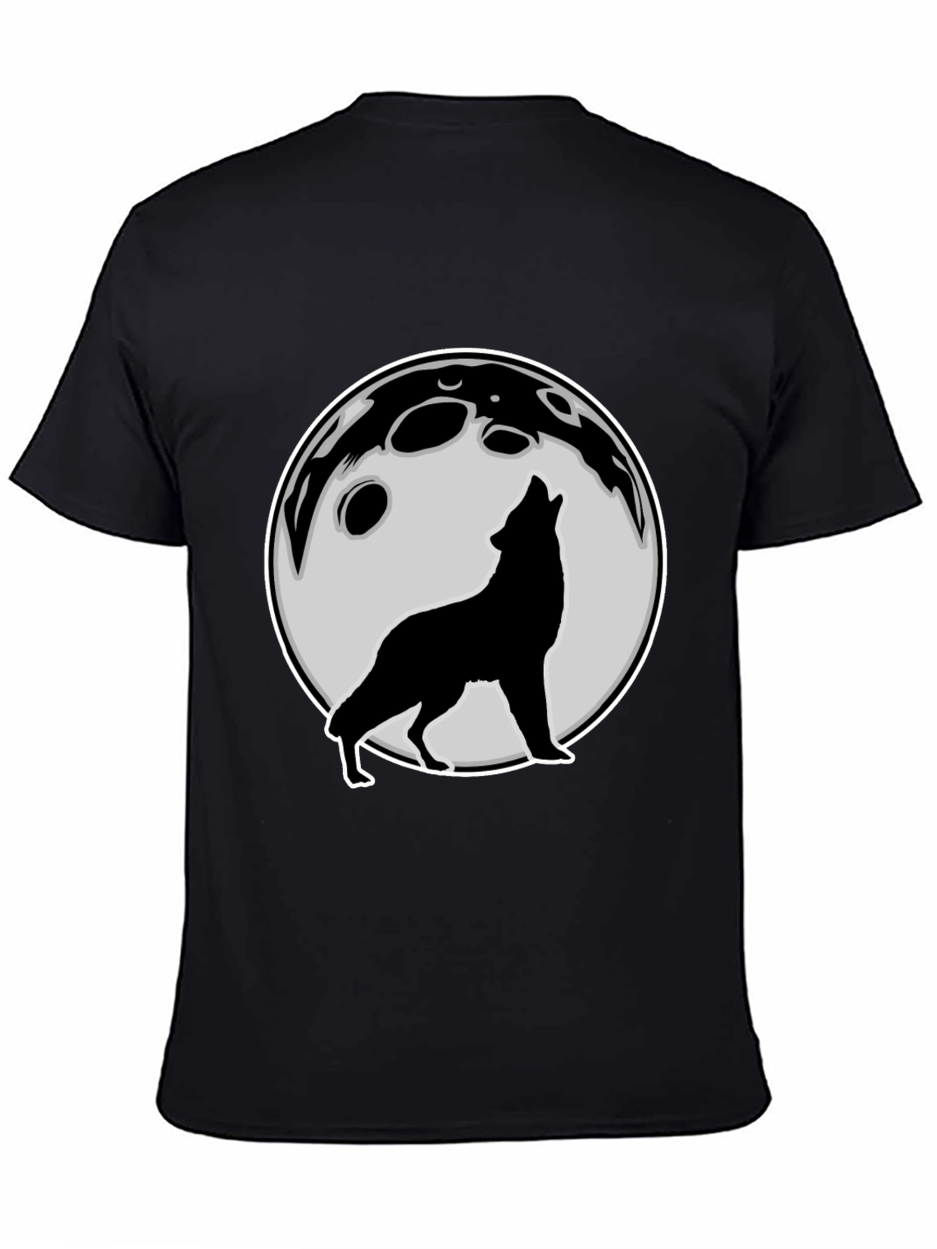 Black Wolf Howling at Moon Graphic Tee - Black view 4