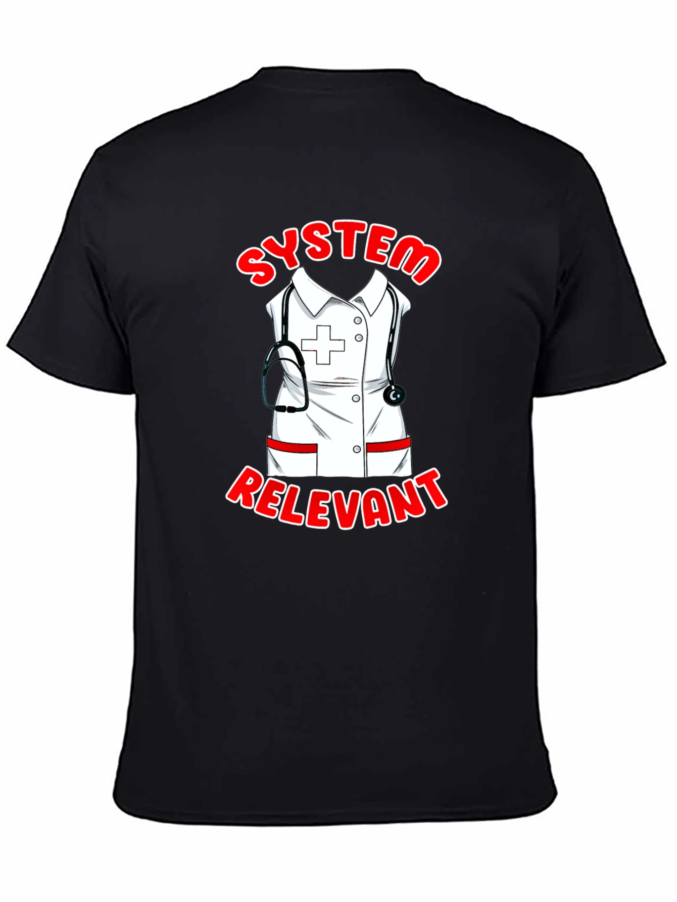Black System Relevant Nurse T-Shirt - Black Cotton Tee view 4