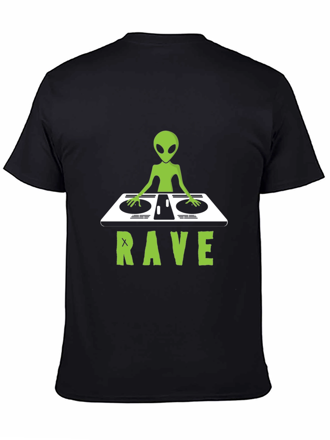 Black Alien DJ Rave T-Shirt - Unique Graphic Tee view 4