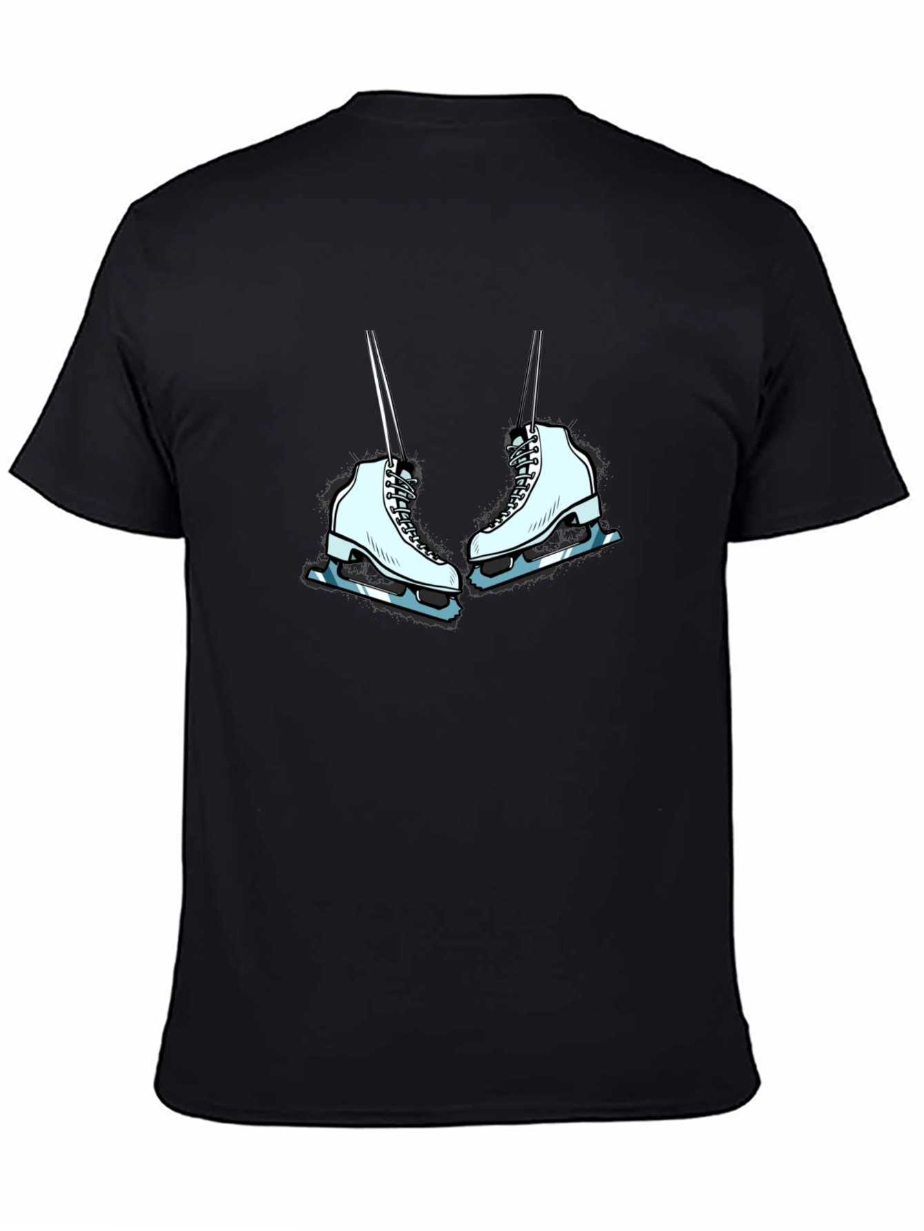 Black Ice Skates Graphic T-Shirt - Black Cotton Tee view 4