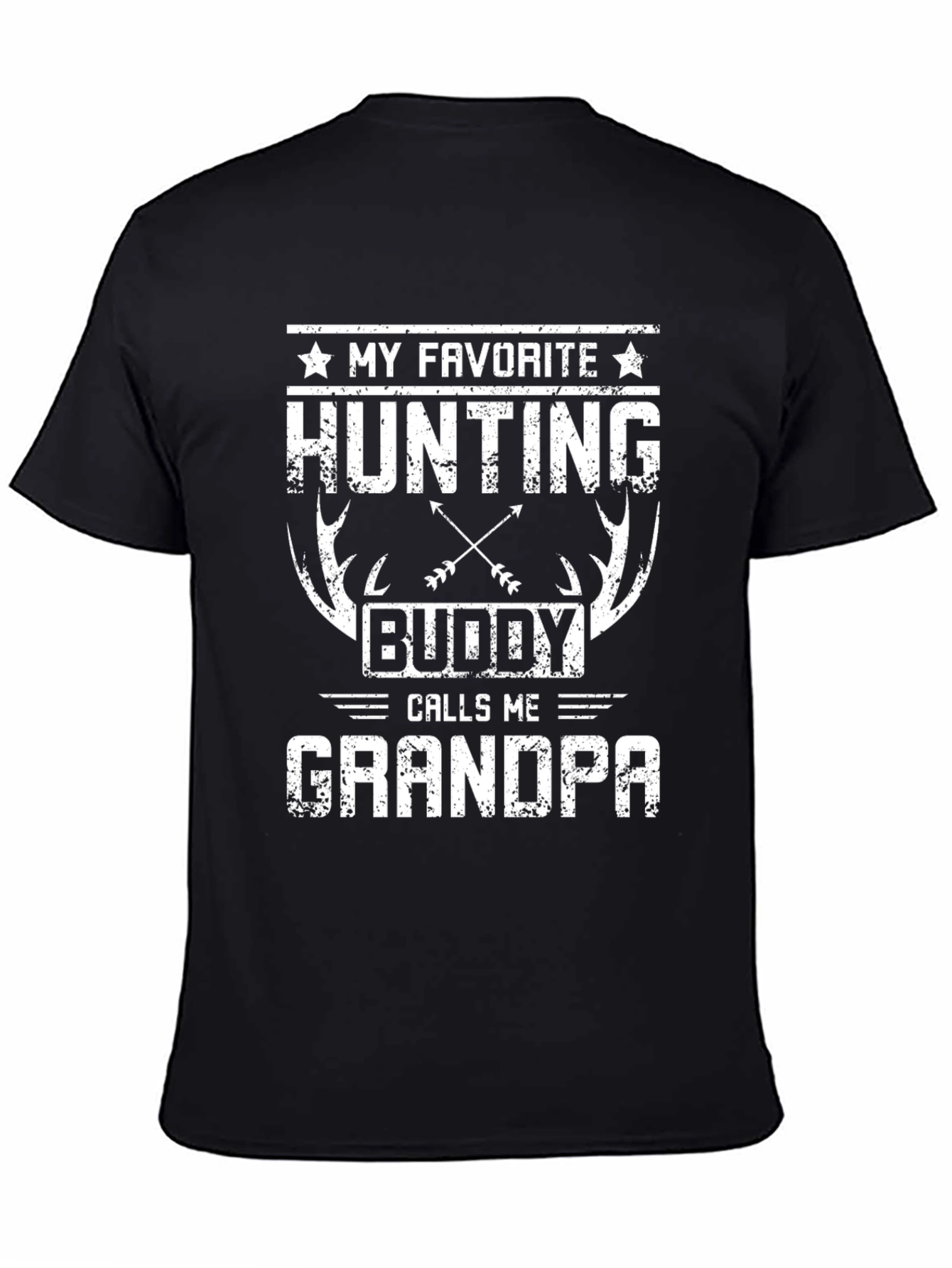 Black Hunting Buddy Grandpa T-Shirt view 4