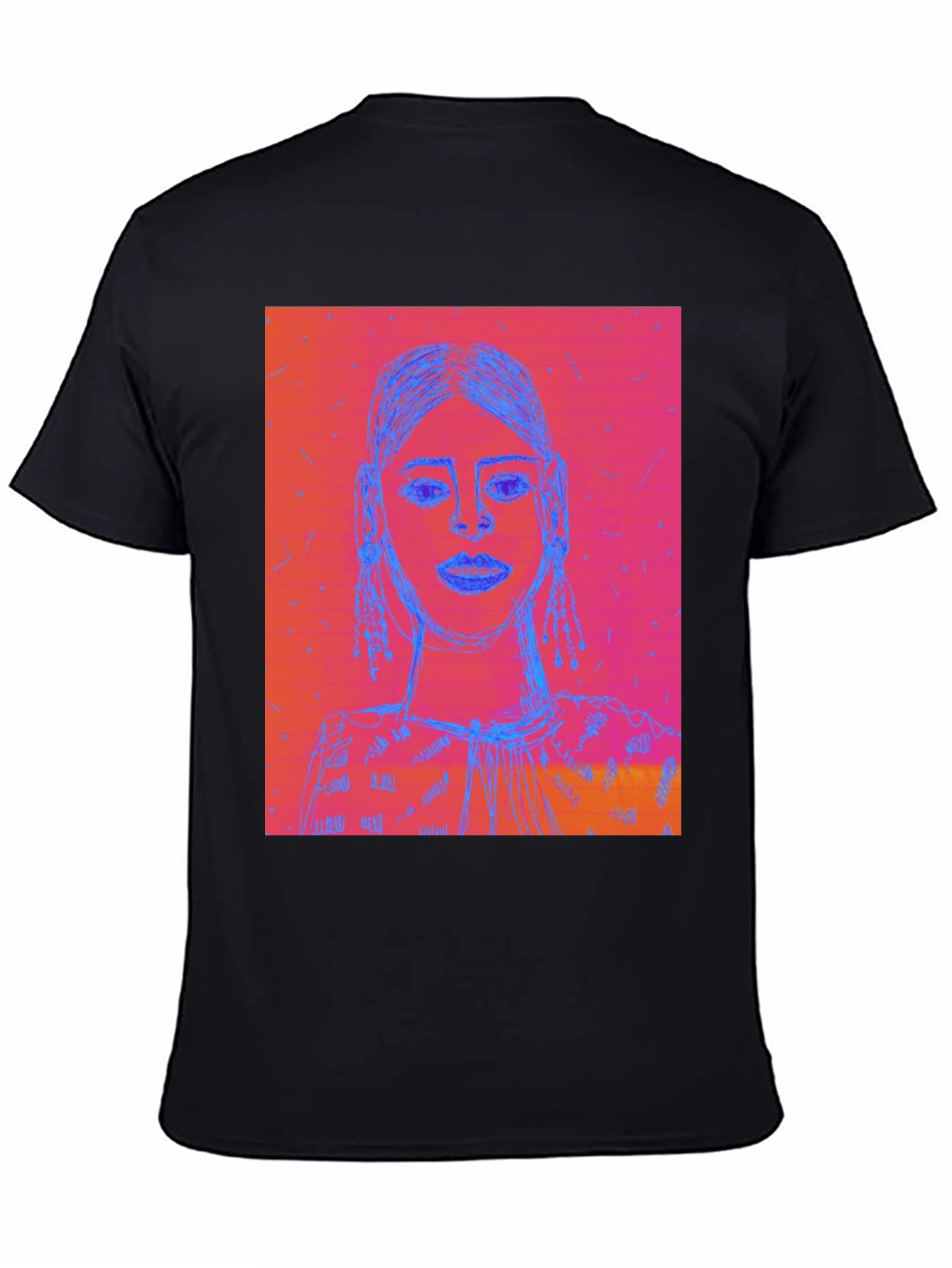 Black Abstract Portrait Graphic Tee - Modern Streetwear Style view 4