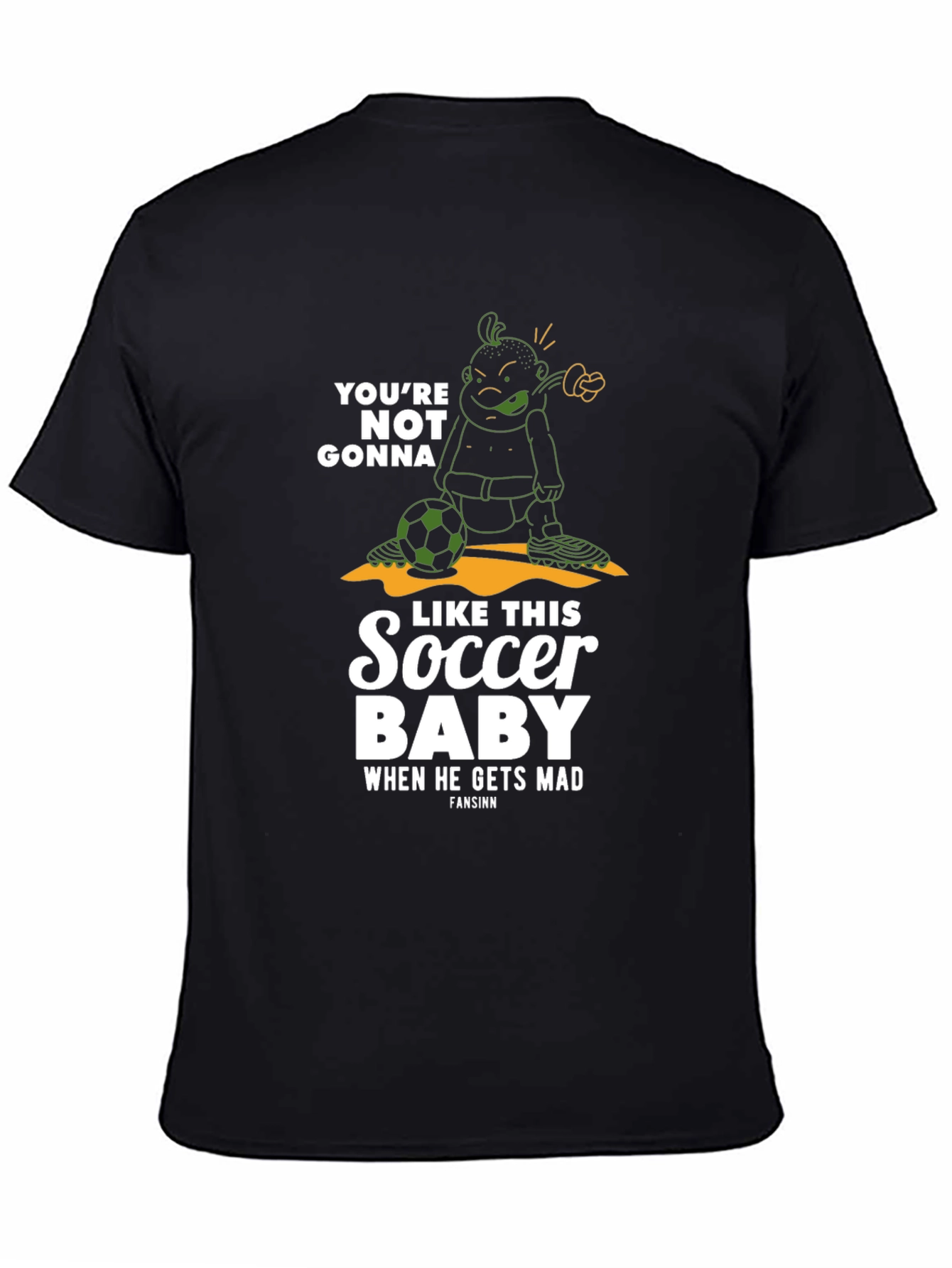 Black Funny Soccer Baby Graphic T-Shirt view 4