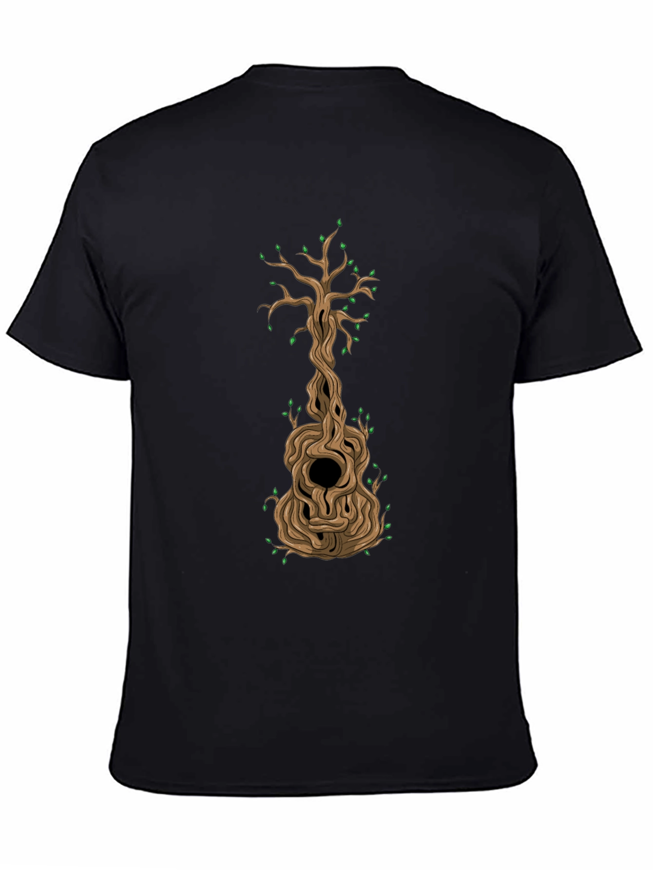 Black Guitar Tree Graphic T-Shirt - Unique Design view 4