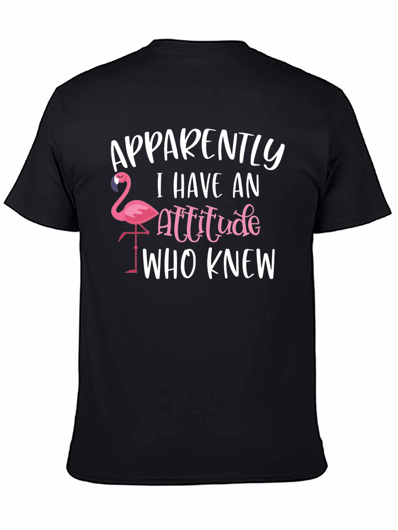 Black Funny Flamingo Attitude T-Shirt view 4