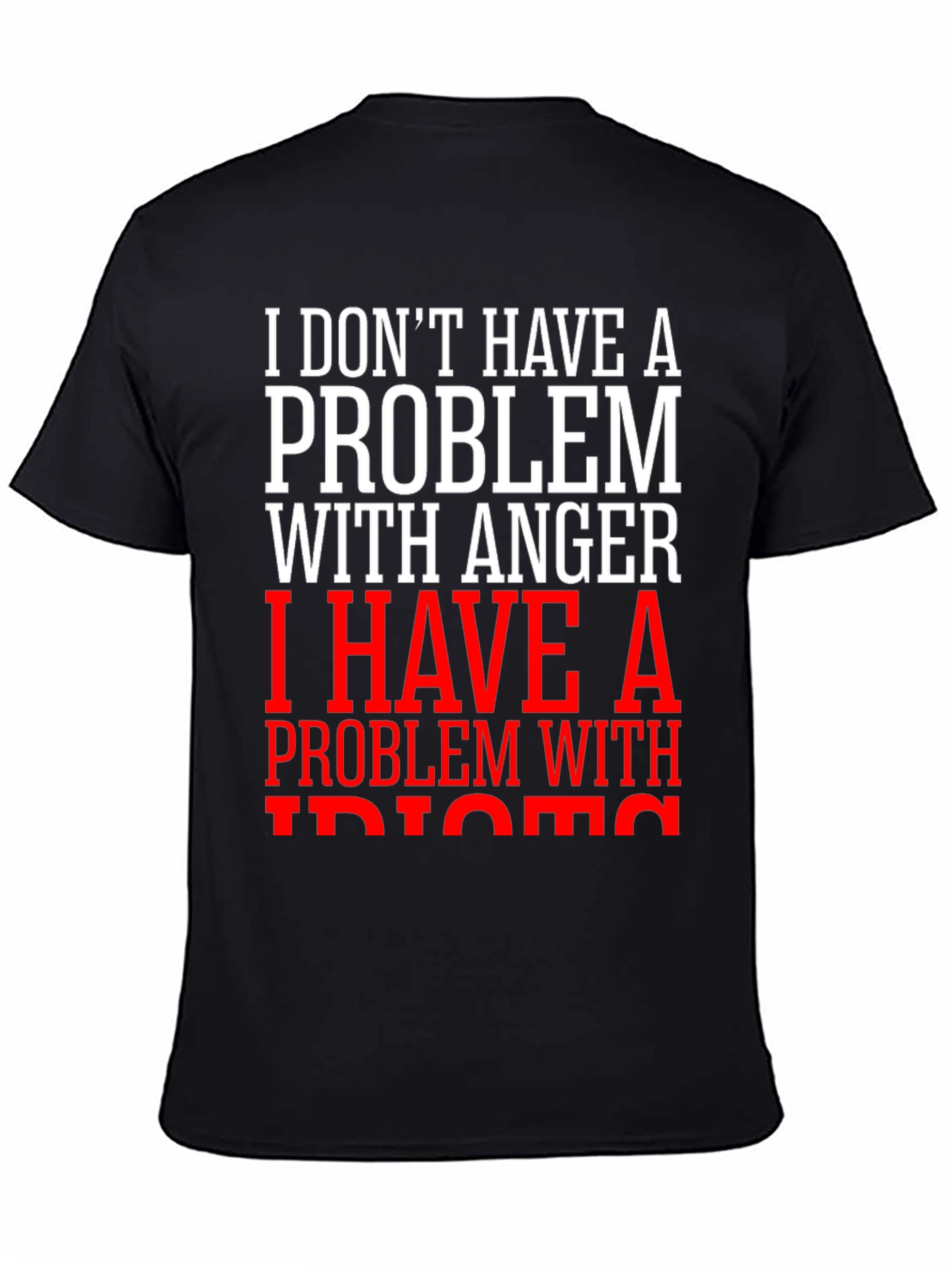 Black Funny Anger Problem Graphic T-Shirt view 4
