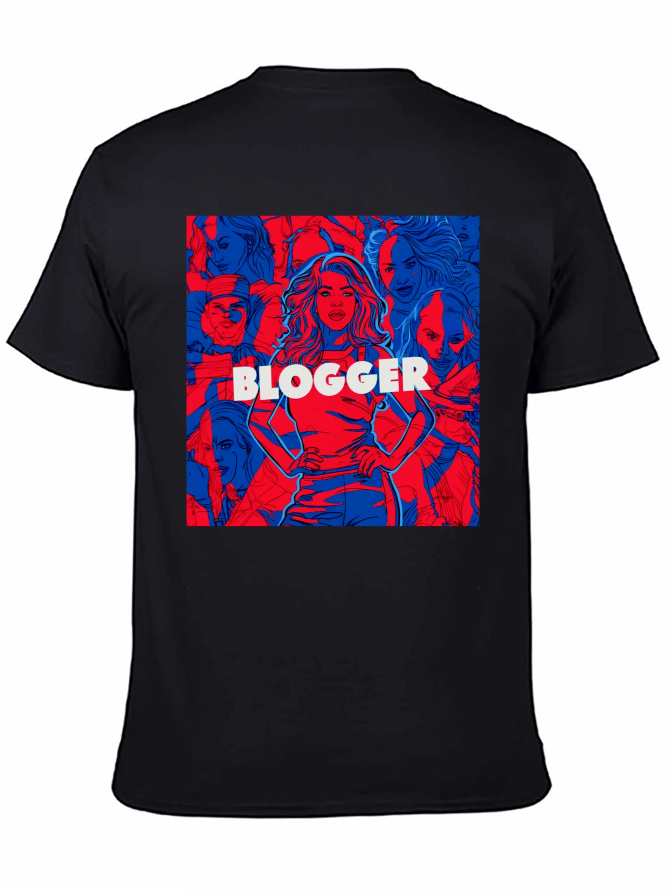 Black Blogger Graphic Print Crew Neck T-Shirt view 4