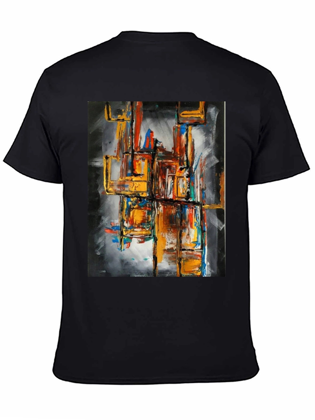 Black Abstract Art Men's Graphic Tee - Black view 4
