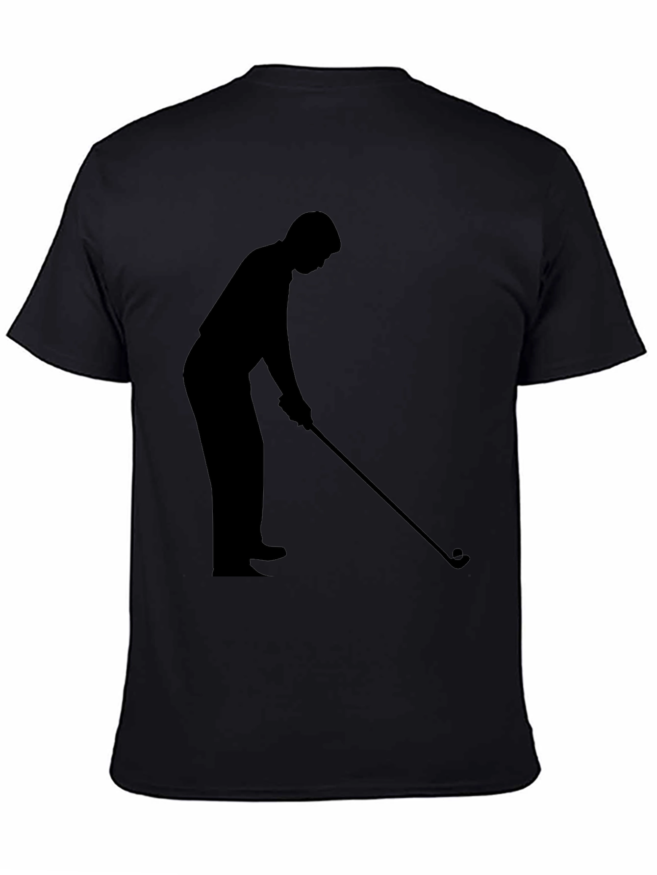 Black Golfer Silhouette Black T-Shirt view 4
