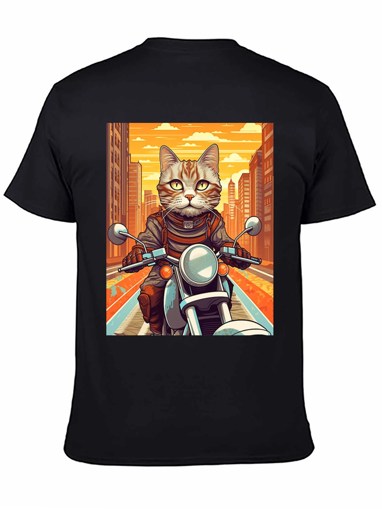 Black Cat on Motorcycle Graphic Tee view 4