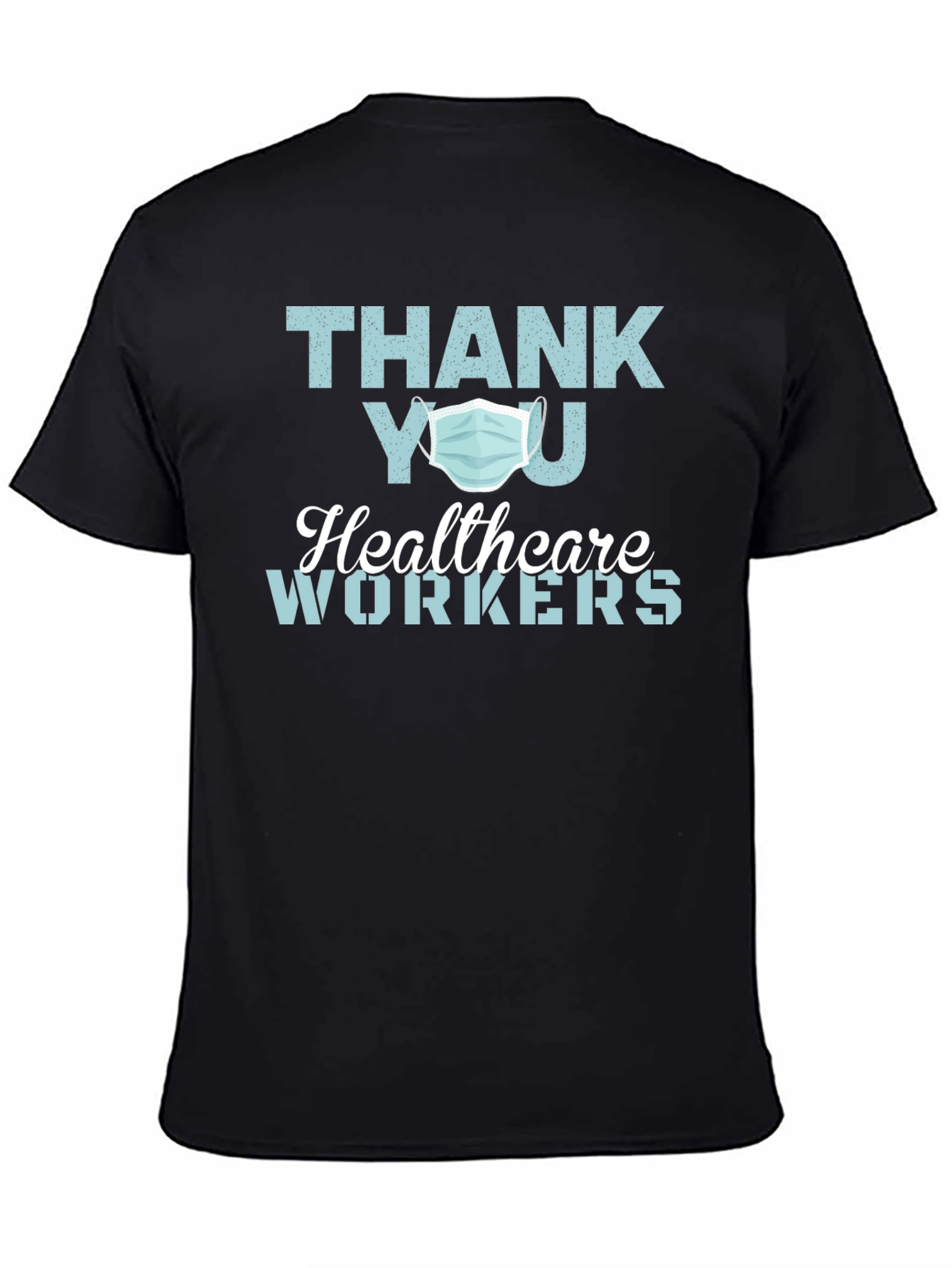 Black Thank You Healthcare Workers T-Shirt view 4